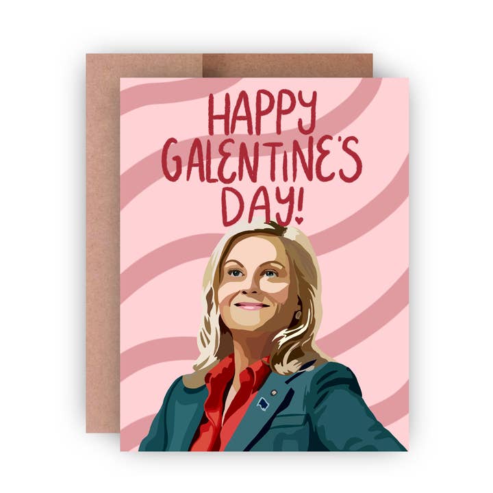 Leslie Knope Pop Culture Galentine's Day A2 Greeting Card for wholesale by Paper Rings Press