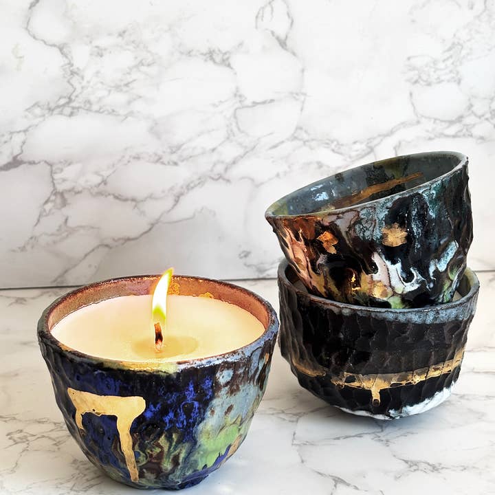 Ceramic Pots by Sam Edition in Black & Gold Mixed por atacado de Putnam Design LLC