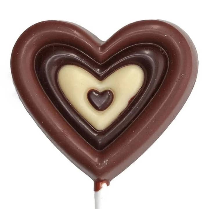 Drie chocolade hartlolly's 20g voor wholesale door The Belgian Chocolate Makers