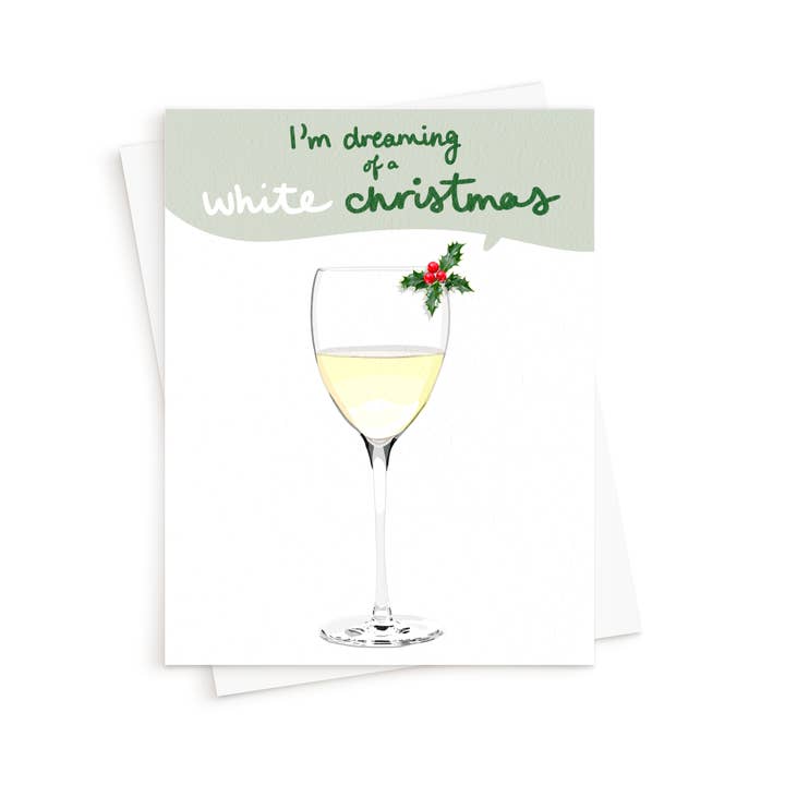 The White Wine Christmas Card for wholesale by Queen B Cards