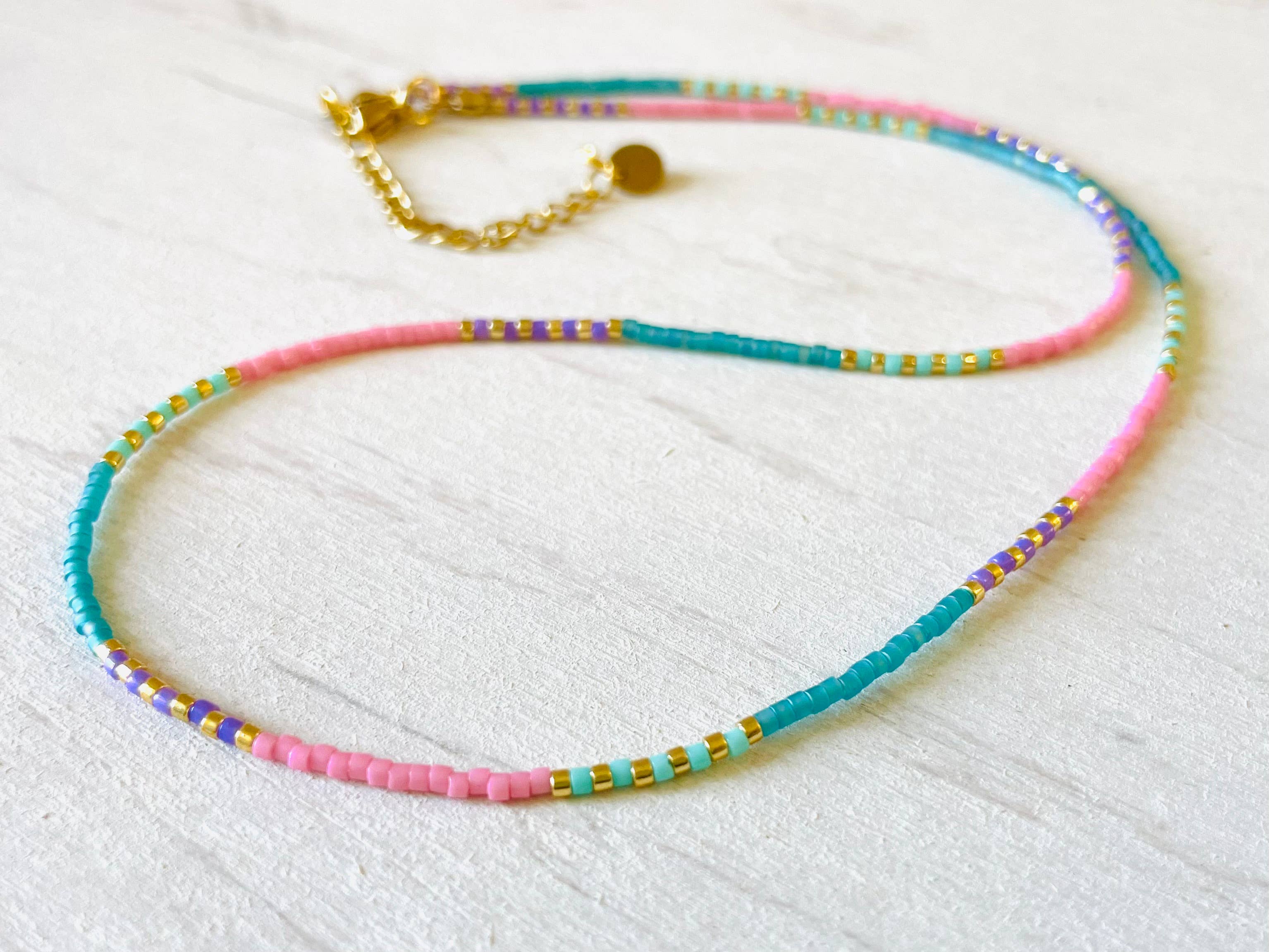 Atelline - Vendita all'ingrosso Collane di perline/perle - Collana con perline Miyuki, gioiello in acciaio inox, choker C0431