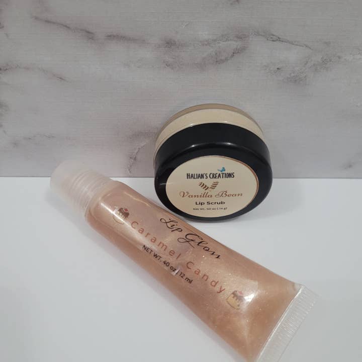 Moisturizing Lip Scrub & Lip Gloss set for wholesale by Halian's Creations