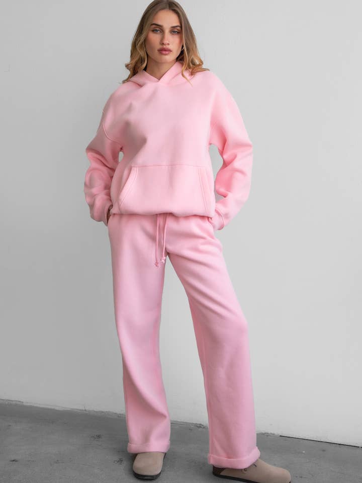 TICTOC - Wholesale Lounge Sweatpants/Joggers - Women's - LANI Cloud Fleece Wide Leg Sweatpants Stretch Waist & Pocket11