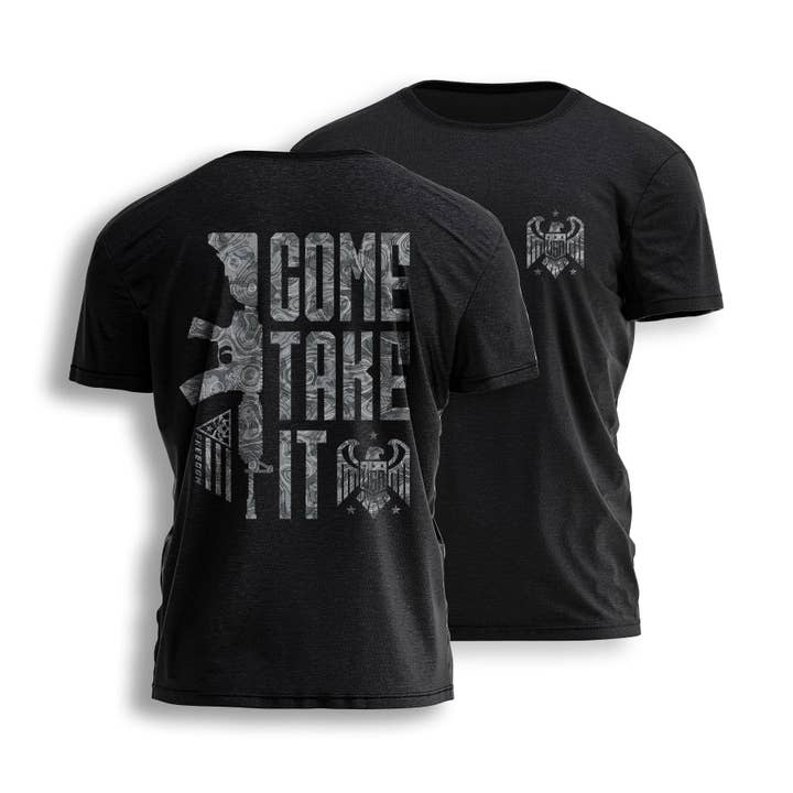 Black COME TAKE IT Tee for wholesale on Faire