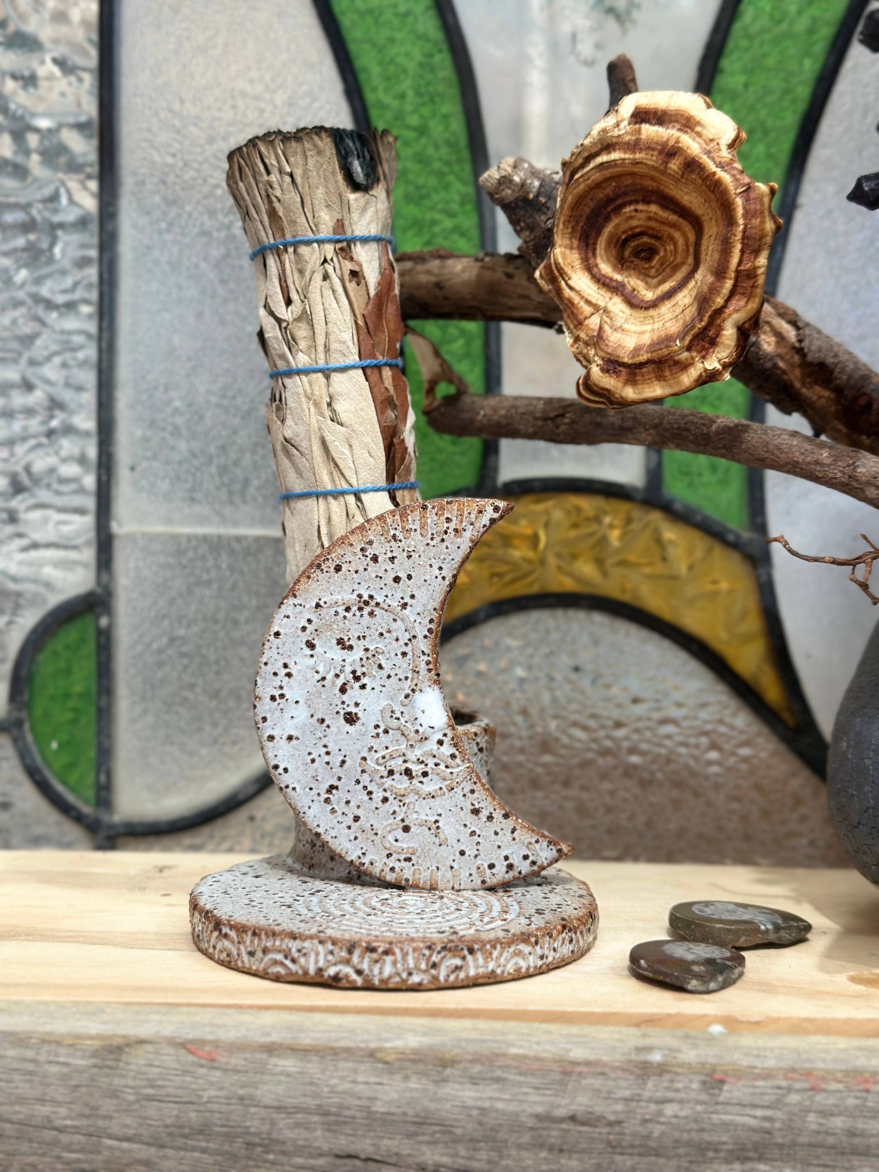 Carys Martin Ceramics - Wholesale Candle Holder - Crescent Moon Candle & Smudge Holder3