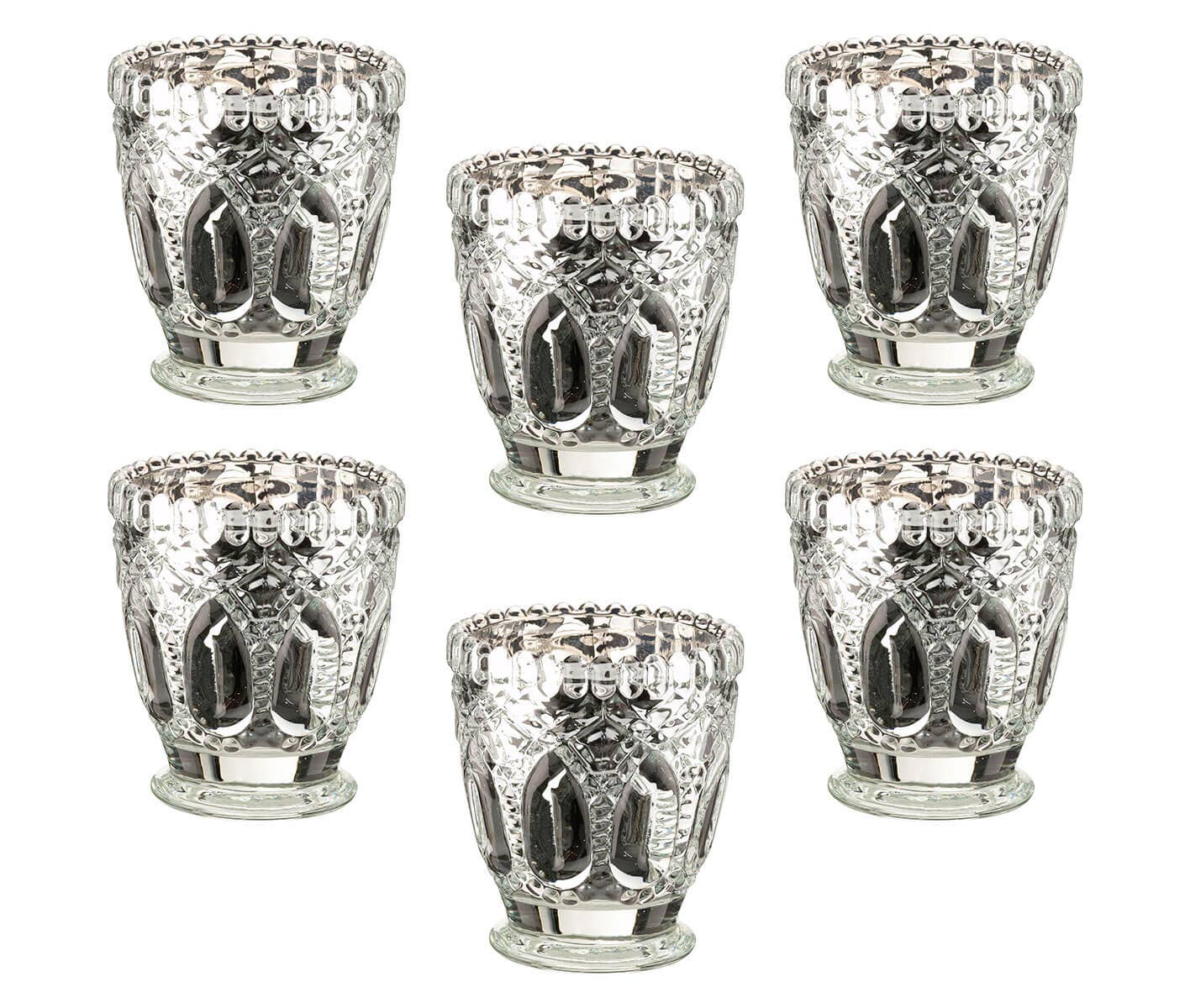 Lillian Rose – wholesale Candle holder – Metallic Silver Cut Glass Votive or Tea light Candle Holders