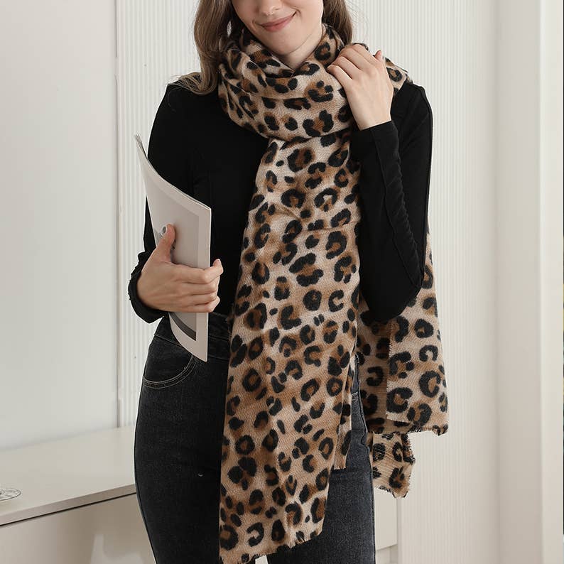 BRUN Blød leopardmønstret tørklæde for ubesværet stil for engroshandel på Faire5