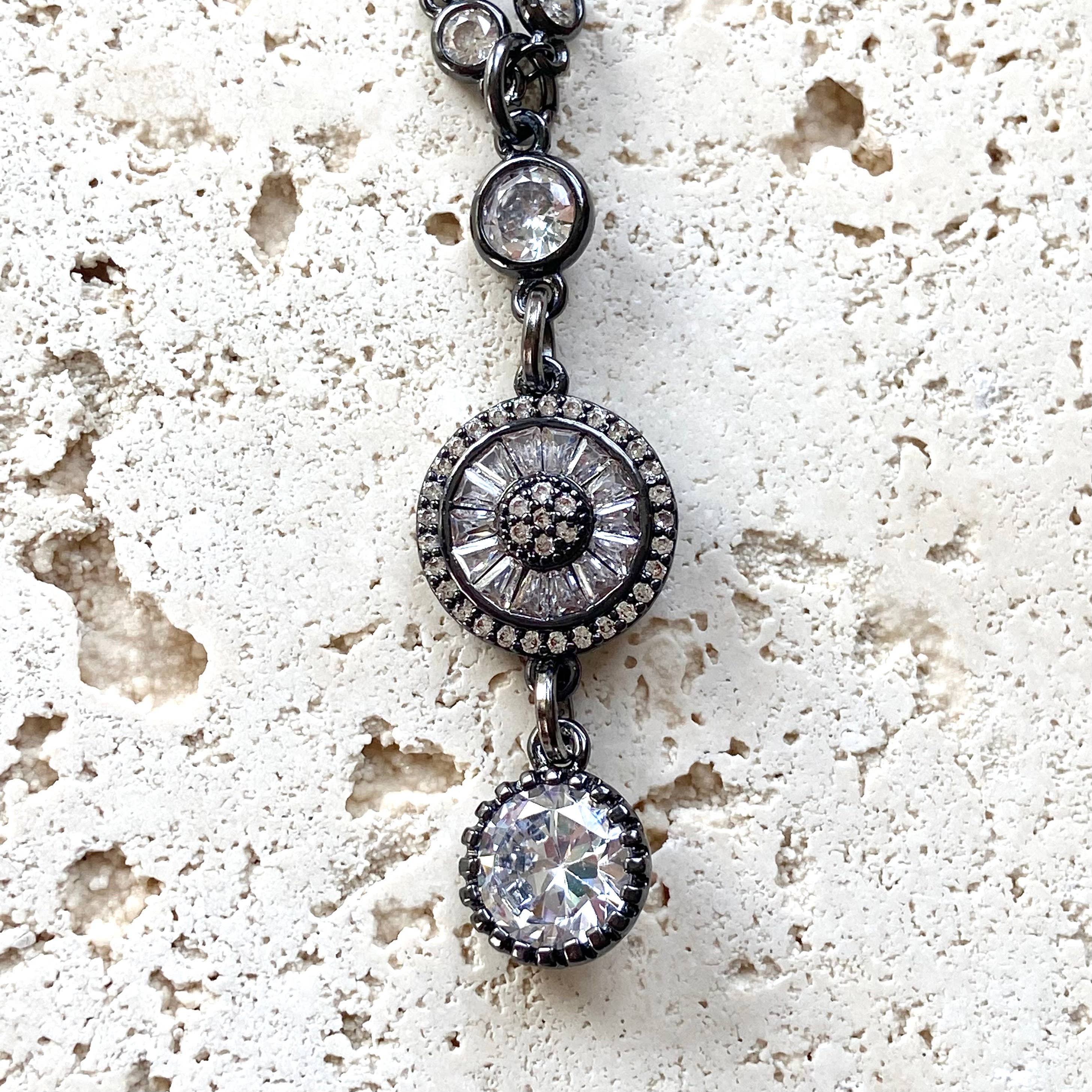 VB&CO Designs Handmade Jewelry - Wholesale Halskettinghanger - Gunmetal kristallen ketting boutique salon sieraden handgemaakt7