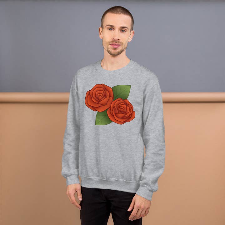 Felpa con rose, illustrazione floreale per la vendita all'ingrosso da parte di emilyckohl