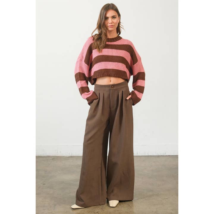 HYFVE - Wholesale Knit Sweater - Women's - HF24F770-Cropped Striped Sweater