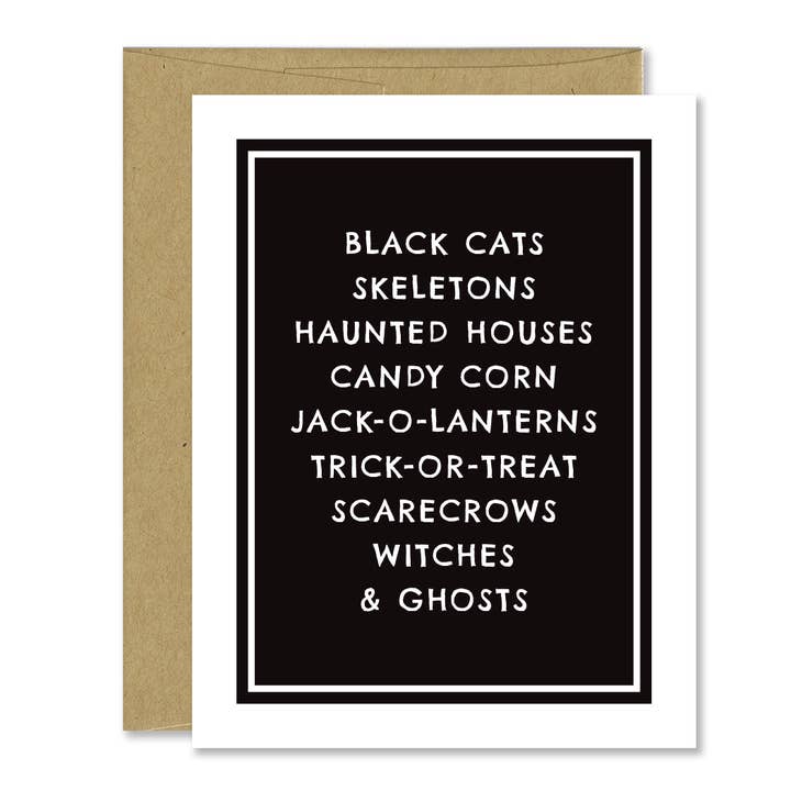 Biglietto di Auguri con Icone di Halloween – Design Moderno per la Stagione Spettrale per la vendita all'ingrosso da parte di Jones Street Press