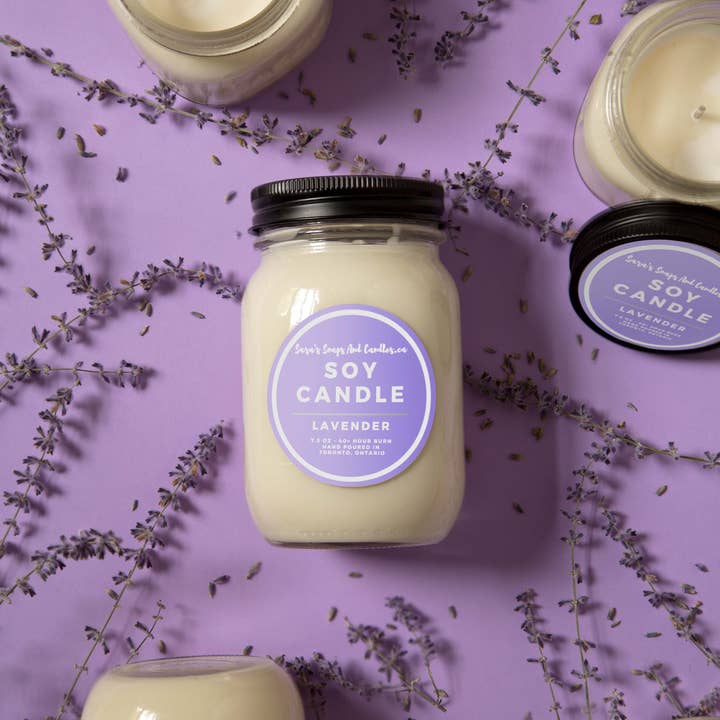 Sara's soaps and candles – wholesale Burkljus – Lavendel ljus - 14 Oz