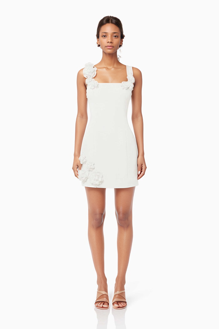 Sanyao Fashion - Wholesale Dress - Women's - SF12 Elegant 3D Floral Spaghetti Strap Backless A-Line Dress3