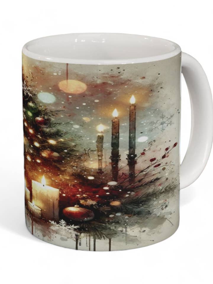 SUBLIMART : Tasse en céramique de Noël – Design aquarelle par RC Design 02 pour la vente par SublimArt