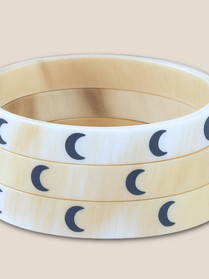 Bracelet corne 10mm lunes noir 04 pour la vente par JolieJulie-MaLune-VentiLLo