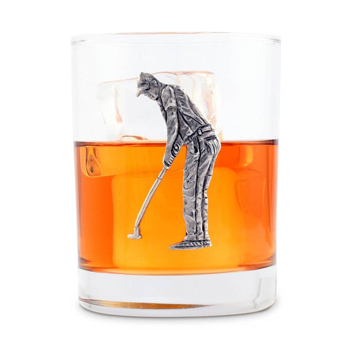 Golfer Double Old Fashioned Glass for wholesale by Vagabond House