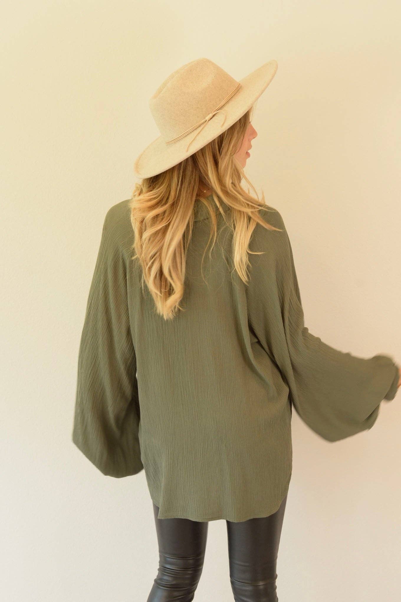 Ambiente - Wholesale Blouse - Women's - WASHED BALLOON BLOUSE-T2309EL741592