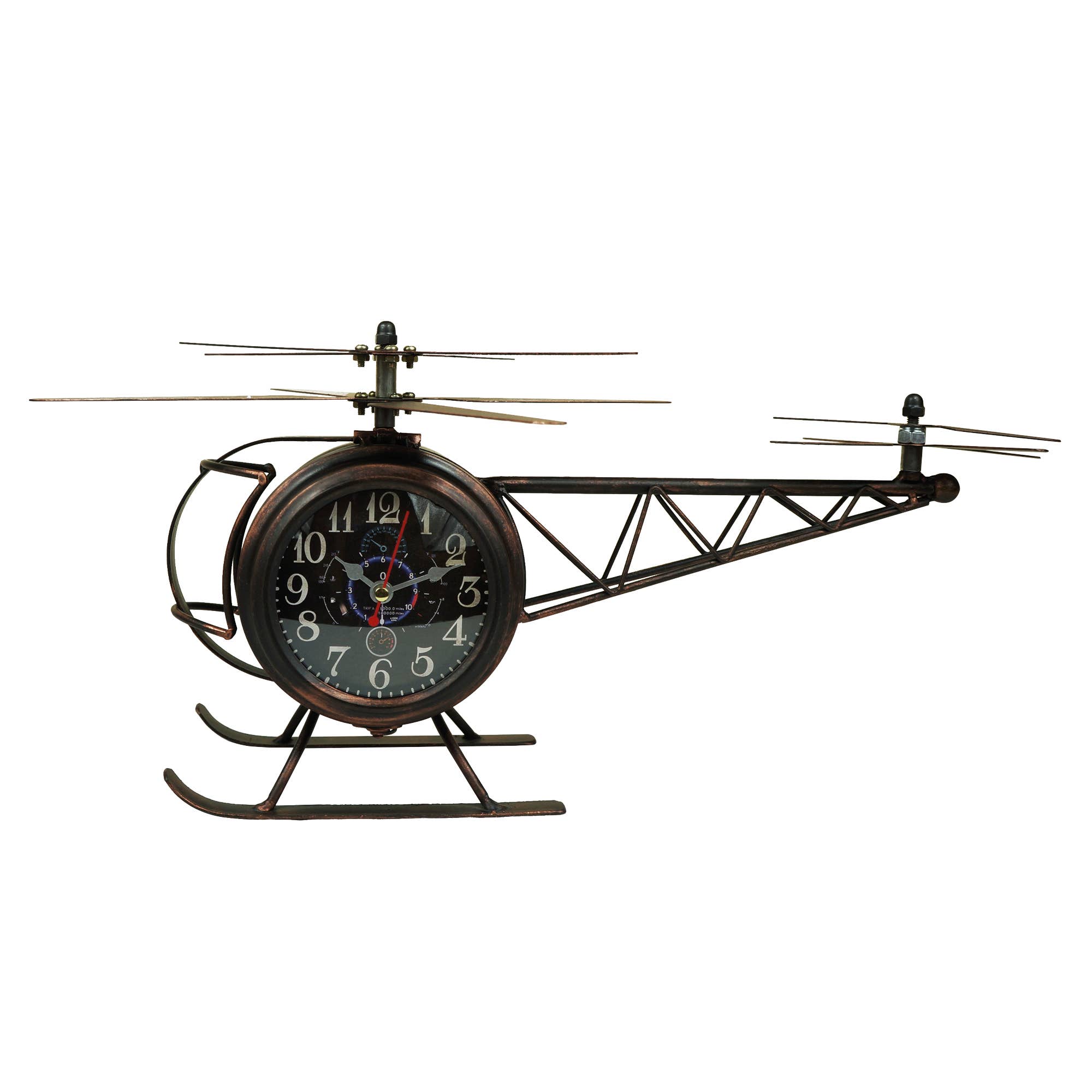 Boxman - Wholesale Mantel Clock - Antique Brass Helicopter Table Clock3