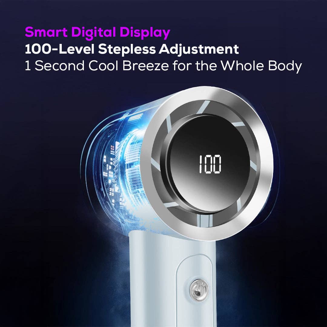 Mtistanbul LTD – wholesale Handheld electric fan – Handheld Turbo Fan with LCD Display – 100-Level Speed Control, High-Speed Cooling & Silent Brushless Motor4