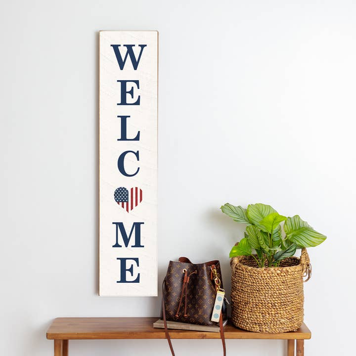 Welcome American Heart Barn Wood Sign for wholesale by Rustic Marlin