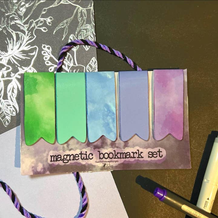 Watercolor Palette Magnetic Bookmark Set | Cozy Bookmarks for wholesale by ChaoticPossumDesigns