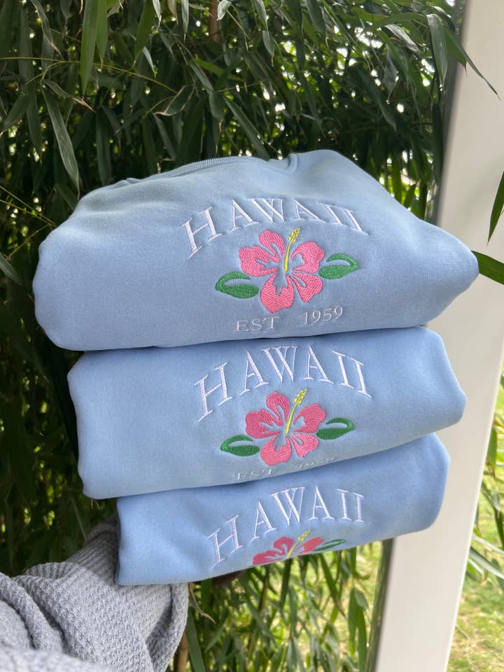 Hawaii Blomma Broderad Rundhalsad Tröja för wholesale av The Vaulty