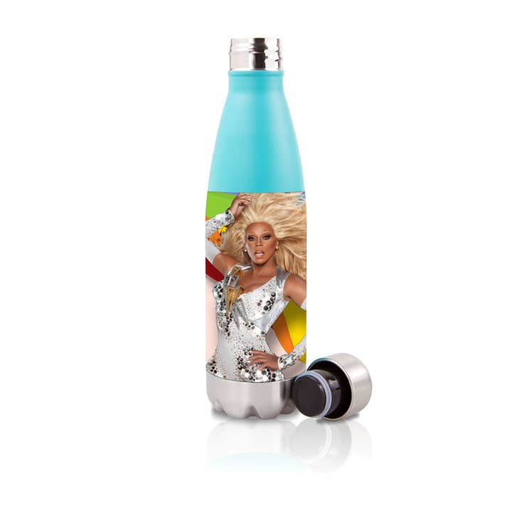 Ru Paul Celebrity Water Bottle. 500ml for wholesale by Cool Story Gifts