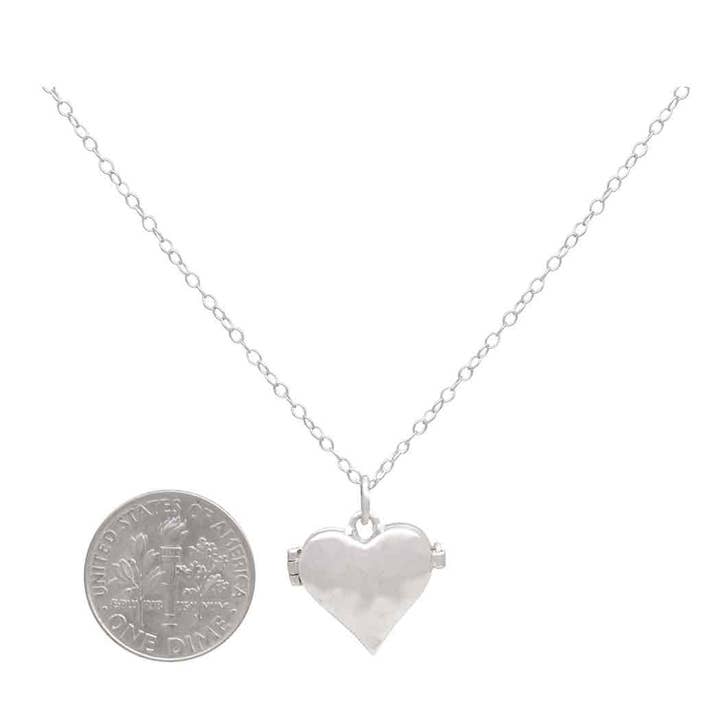 Nina Designs - Wholesale Locket necklace - Sterling Silver Heart Locket Necklace with Hammer Finish3