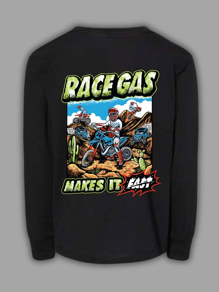 Race Gas Long Sleeve Tee for wholesale by Komplete Kaos