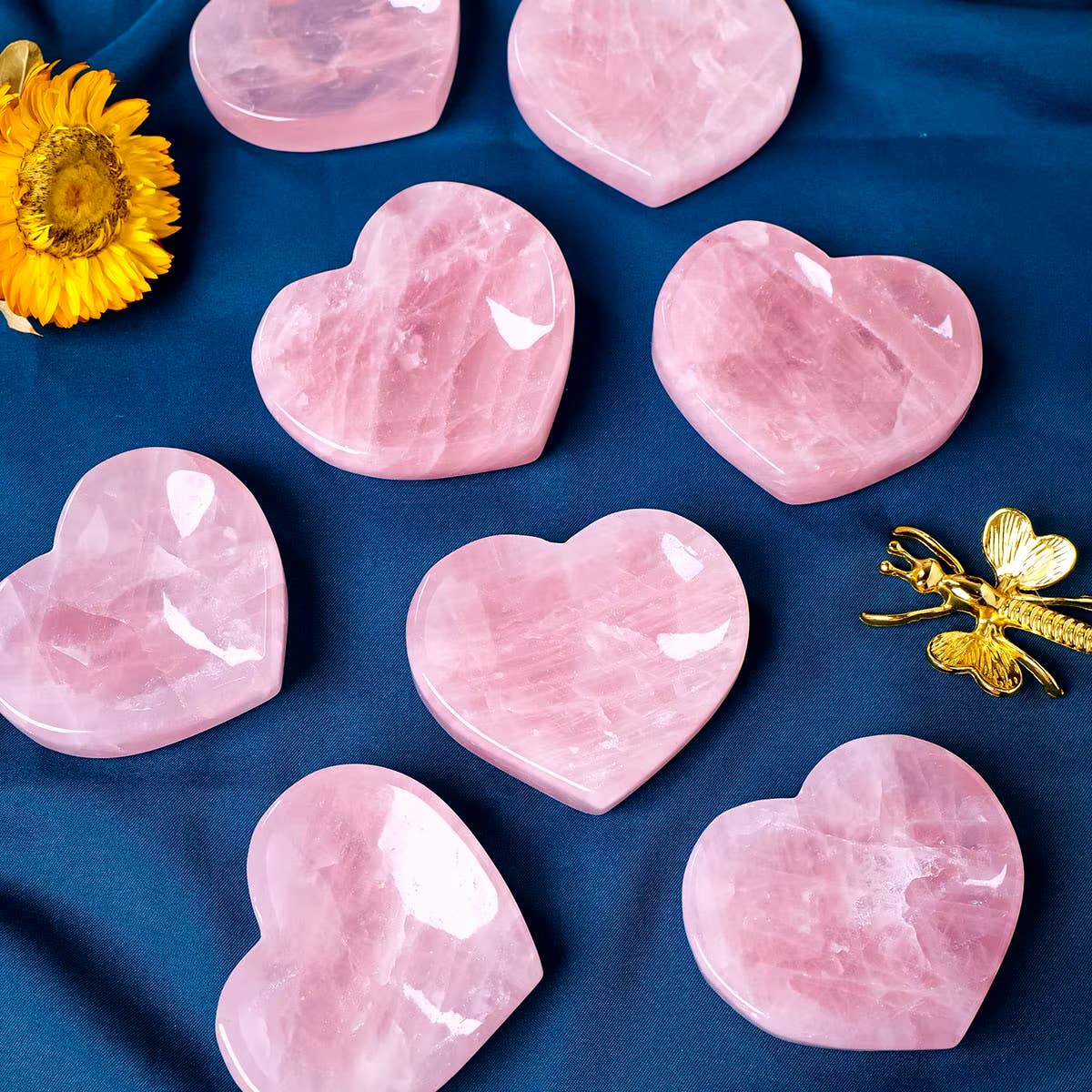 Crystolver (We Cover All Import Fees) - Wholesale Spiritual Stone/Crystal - Rose Quartz Carving Crystal Heart Plate2