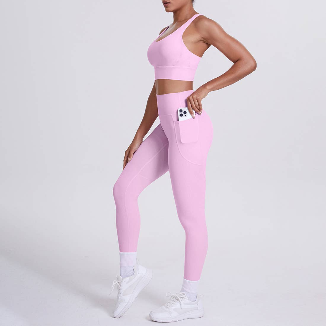 Sodalemon - Venta al por mayor Conjunto de ropa deportiva - Mujer - Conjunto de Yoga para Mujeres: Leggings de Cintura Alta con Bolsillo + Sujetador Deportivo29
