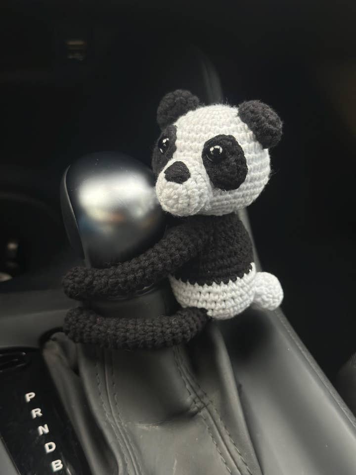 Amigurumi Frog Steering Wheel & Panda Gear Shift Cover #3 for wholesale by Honey Art and Nature