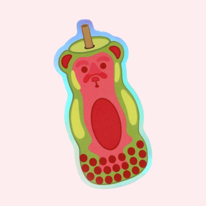 Autocollant à bulles Kawaii Boba Tea Bear pour la vente par ThinkofMeFrondly