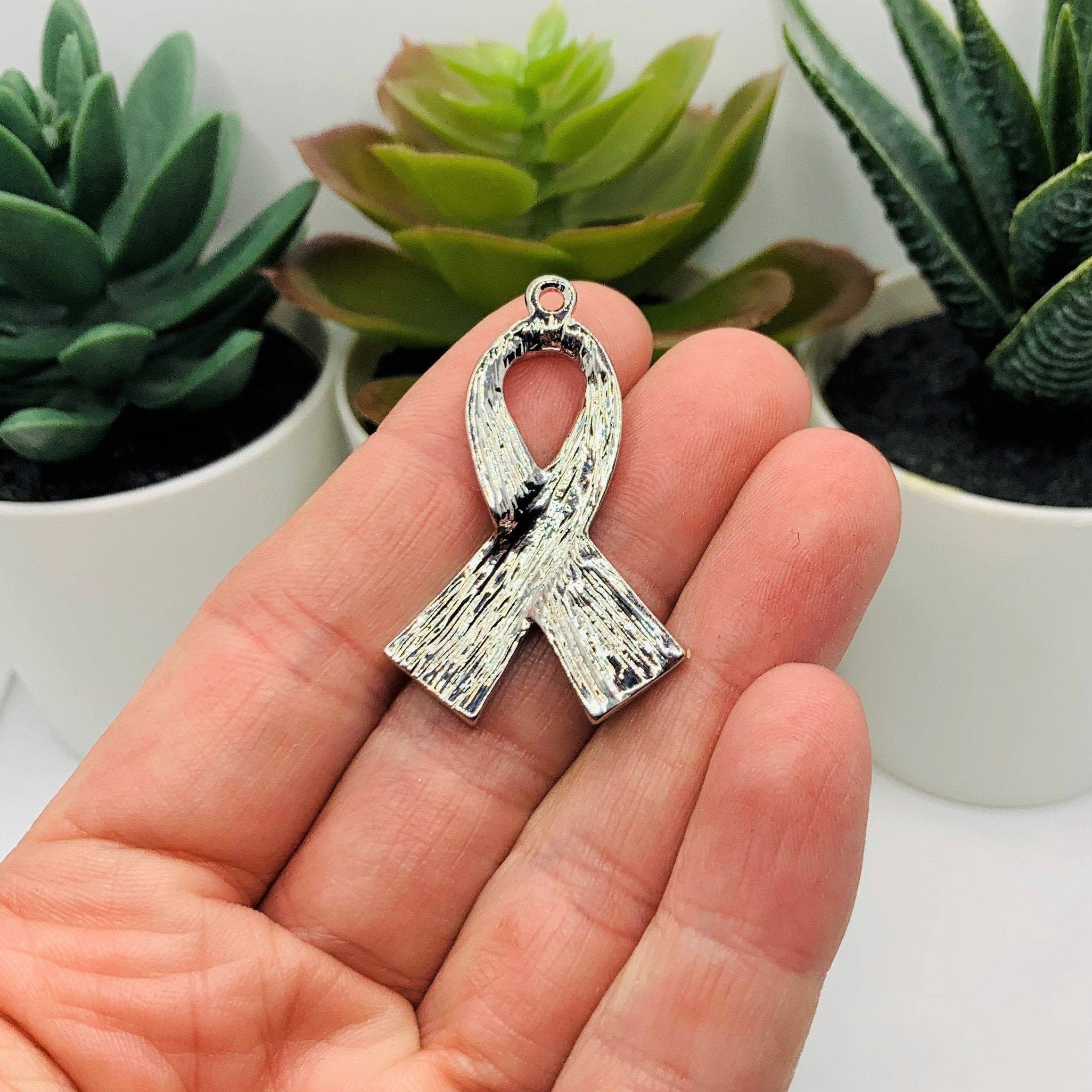 Guerrilla Charm - Wholesale Individual Charm/Pendant - Large Enamel Autism Awareness Ribbon Charms, 39x26mm2