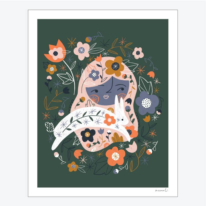 Bunny Whisperer Art Print for wholesale by Meenal Patel Studio