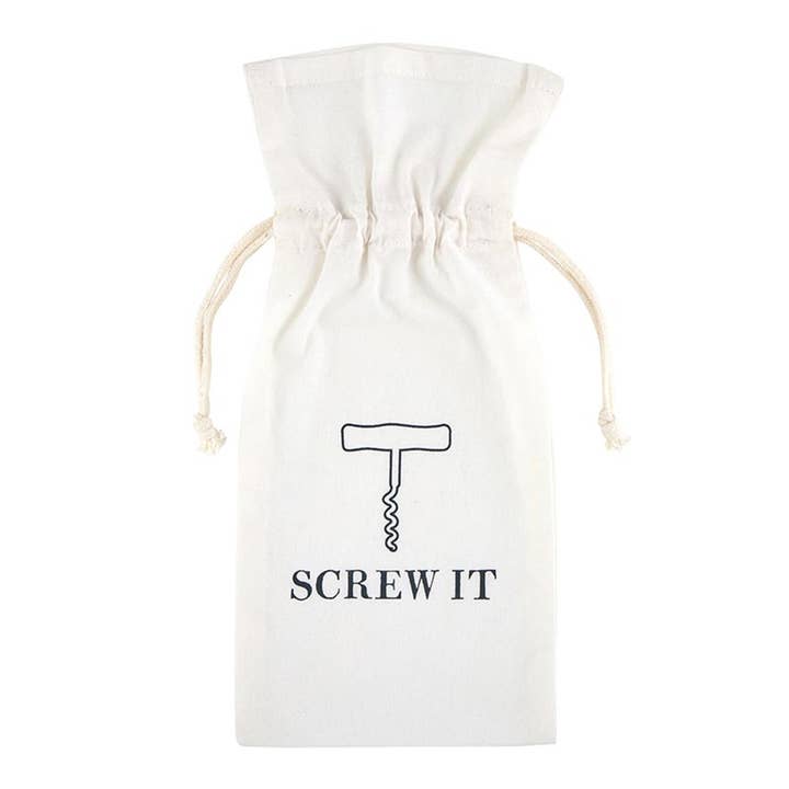 Santa Barbara Design Studio by Creative Brands - Wholesale Wine Gift Bag - Face to Face Muslin Wine Bag - Screw It