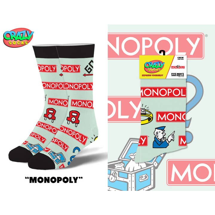 Monopoly Logos - Mens Crew Folded for wholesale by Crazy Socks