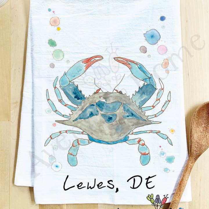 Avery's Home - Vente Torchons - Torchon côtier personnalisable "Blue Crab Ocean"19