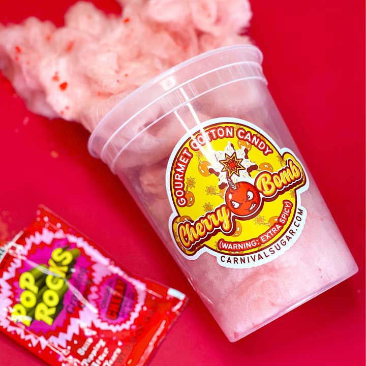 Cherry Bomb - Gourmet Spicy Cherry Cotton Candy for wholesale by Carnival Sugar