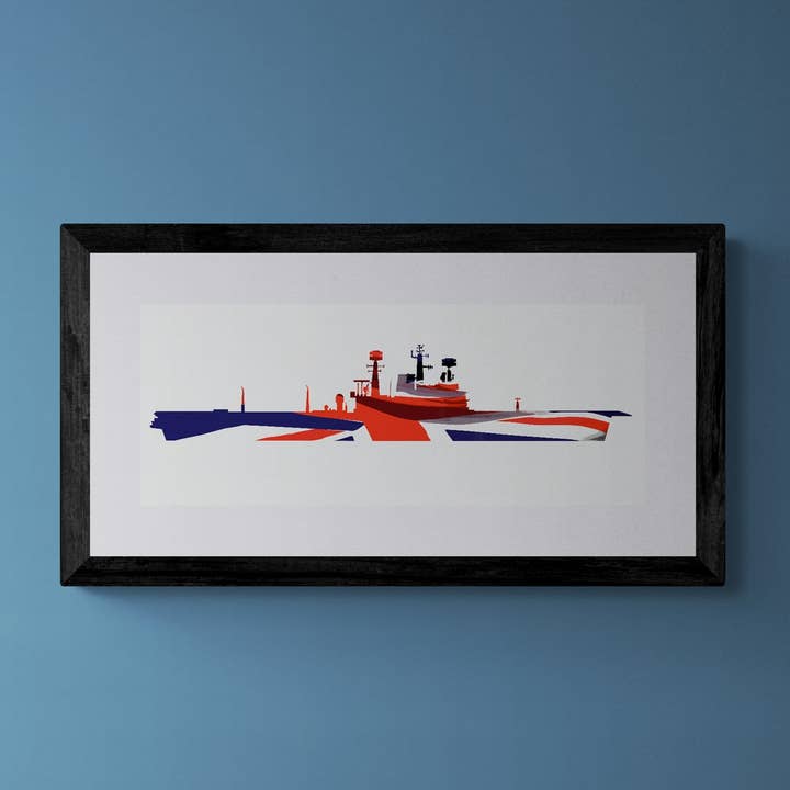 HMS Ark Royal (R09) Audacious-klasse vliegdekschip Union Jack print voor wholesale door Gillian Jones Designs