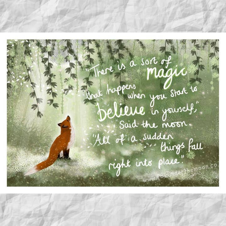 Fox Under The Moon - Wholesale Art Print - A4 Art Print ~ Believe