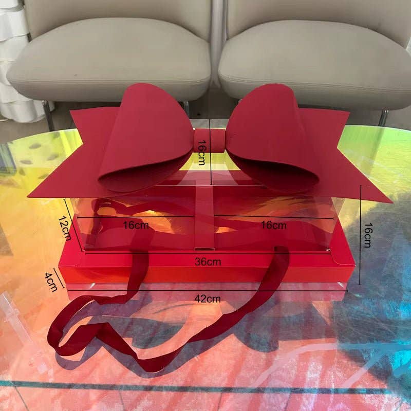 Elegant Design Supply – wholesale Presentbox – Stor rosett tvådelad rektangulär blomlåda med genomskinligt lock (2 st/set)0