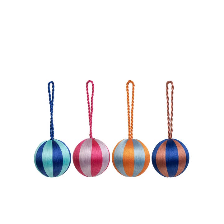 Stripe Baubles S 2" SET/4 - Multi Colour (STOCK) for wholesale by YOD&CO