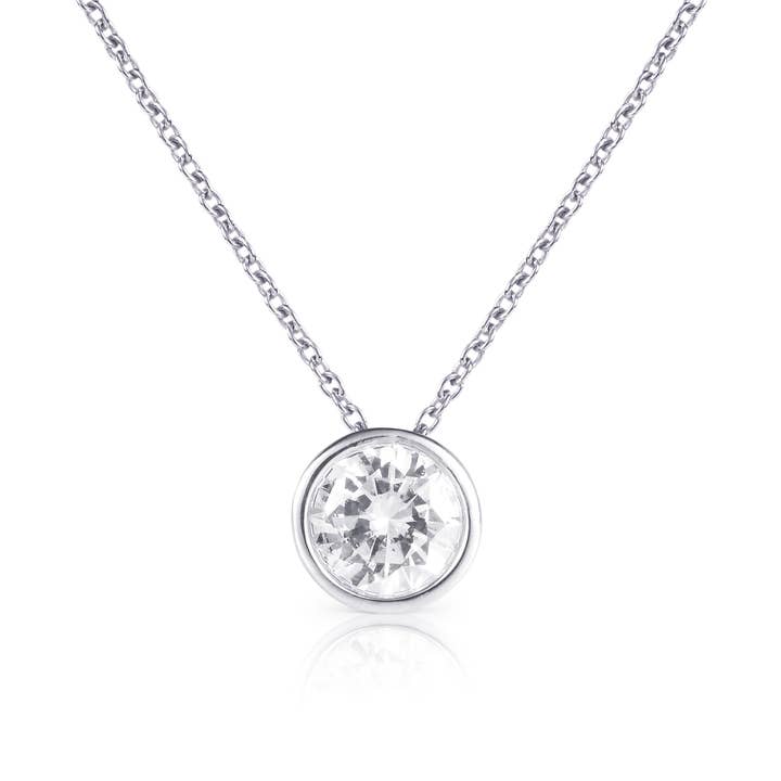 925 Sterling Silver Solitaire Bezel Set Pendant Necklace for Women for wholesale by Namana