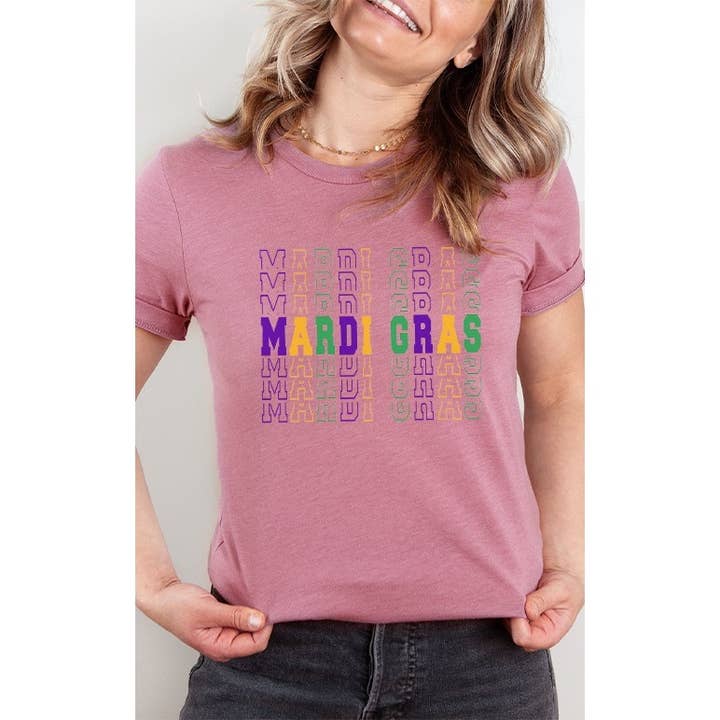 Mardi Gras Echo Graphic Tee for wholesale by Select Apparel