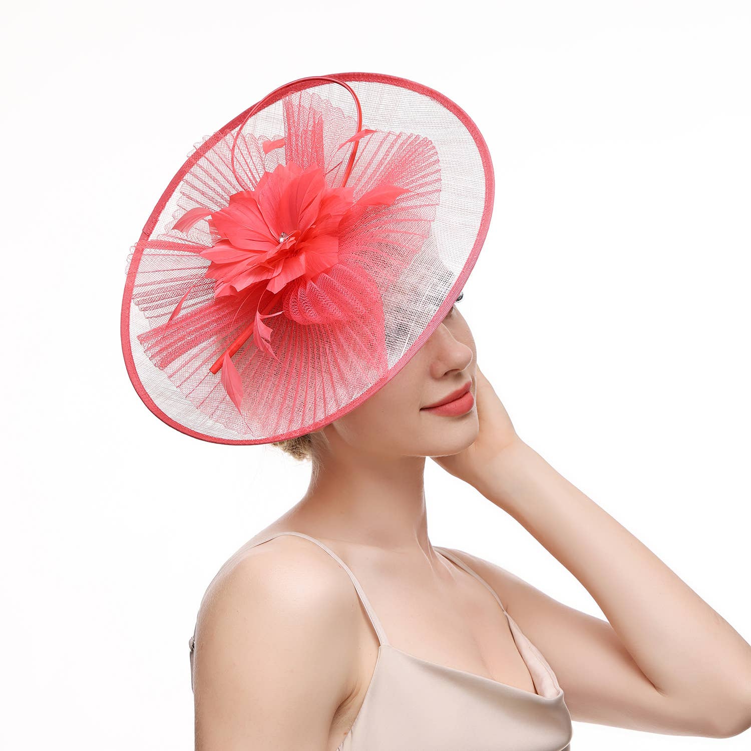 PEACH ACCESSORIES – wholesale Fascinator hat – Women's – Elegant Wide Brim Fascinator Hat TGH0662