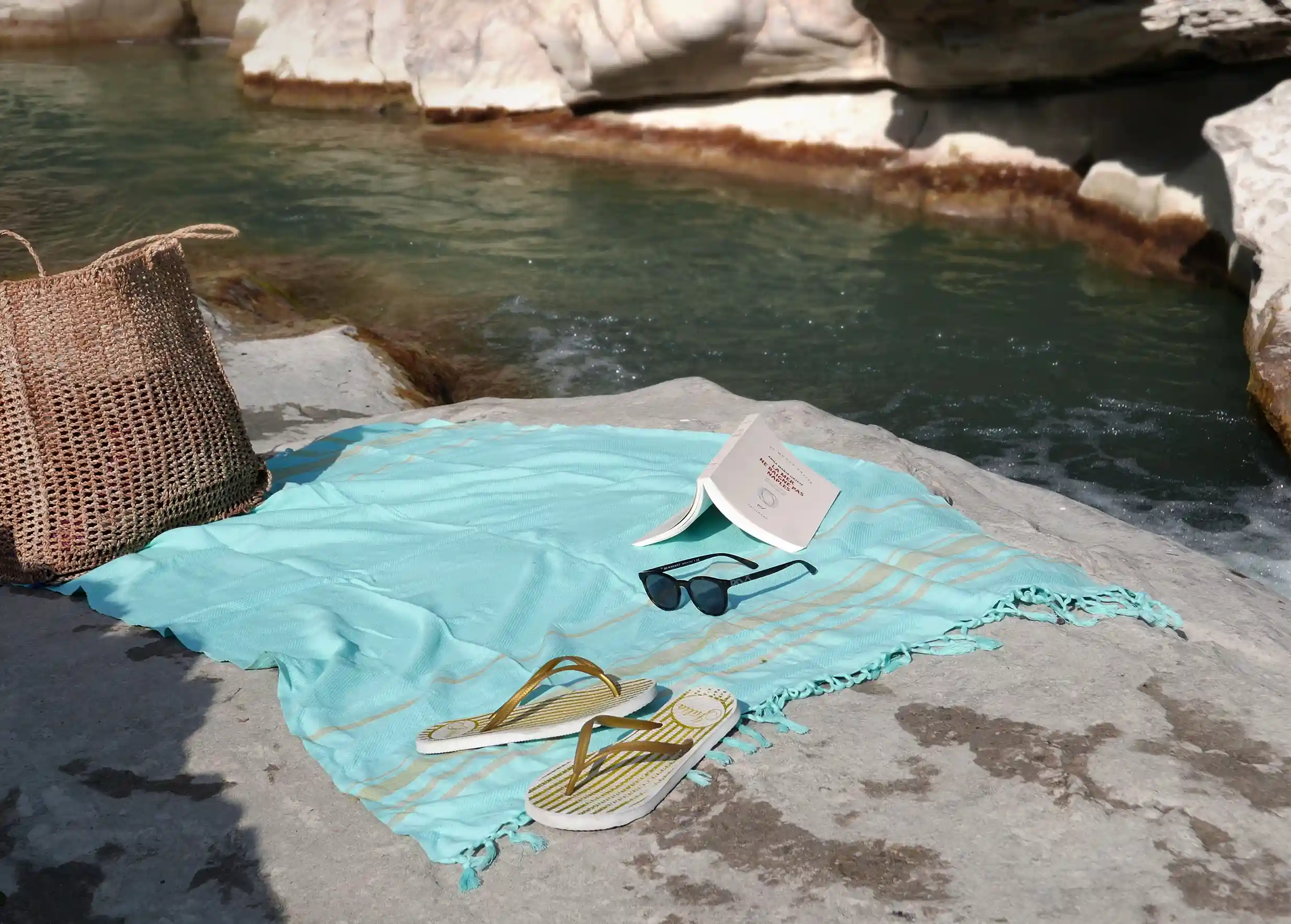Karawan Authentic - Wholesale Beach Towel - GOTS ORGANIC COTTON HAMMAM TOWEL - GARDEN - TURKUAZ color1