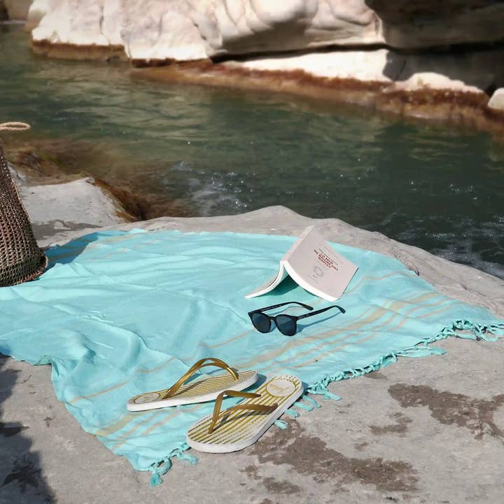 Karawan Authentic - Wholesale Beach Towel - GOTS ORGANIC COTTON HAMMAM TOWEL - GARDEN - TURKUAZ color1