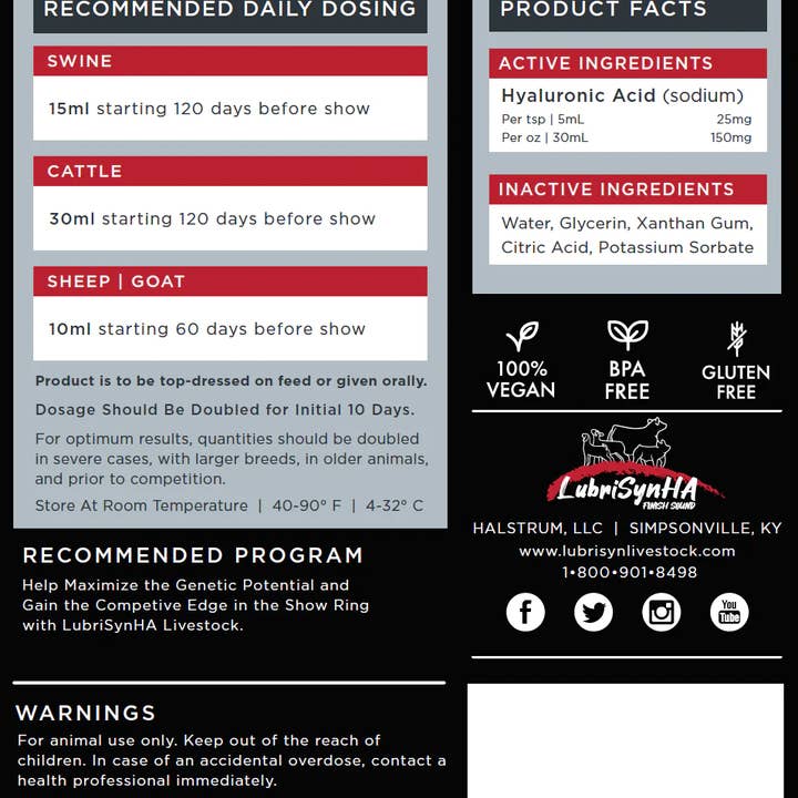 LubriSyn - Vendita all'ingrosso Integratori - Cani e gatti - Integratore articolare di acido ialuronico LubriSynha per bestiame2