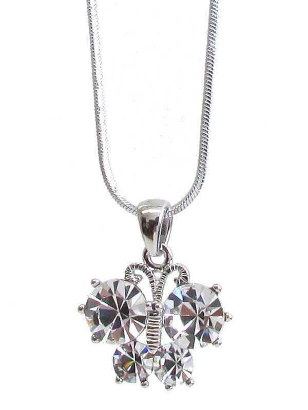 ( L603 ) CRYSTAL BUTTERFLY PENDANT NECKLACE for wholesale by Jewelry Max